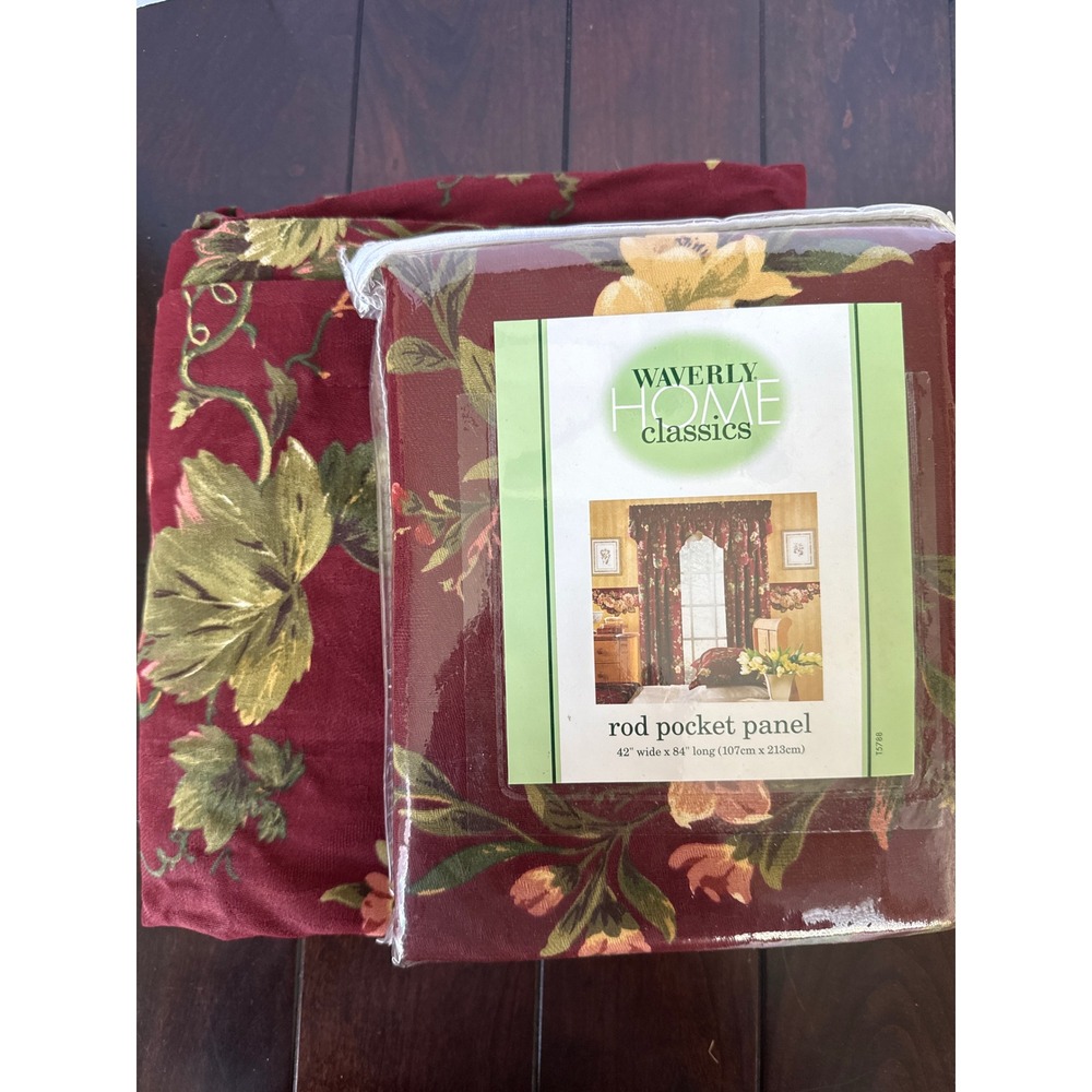 2 Waverly Home Classics Chianti Merlot Floral Rod Pocket Curtain Panels 42x84